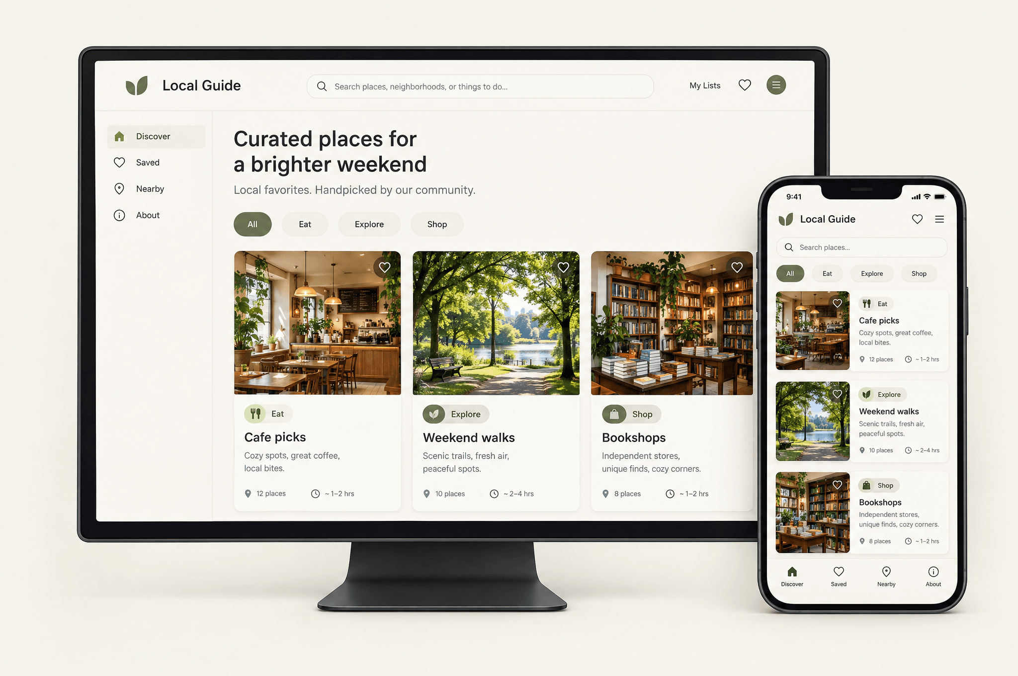 Whitelabel Listicles: illustrative desktop and mobile software concept