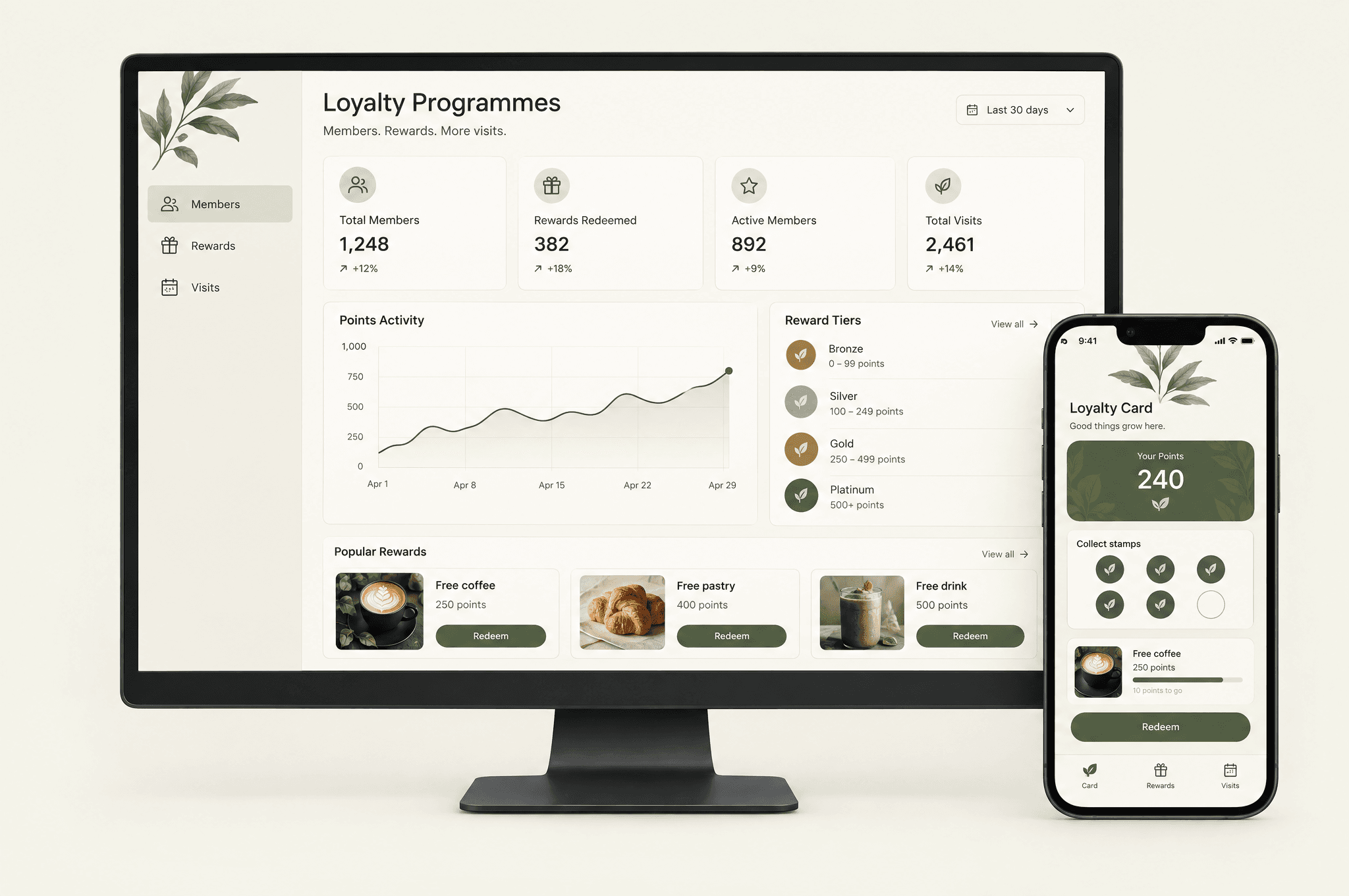 Loyalty Programmes: illustrative desktop and mobile software concept